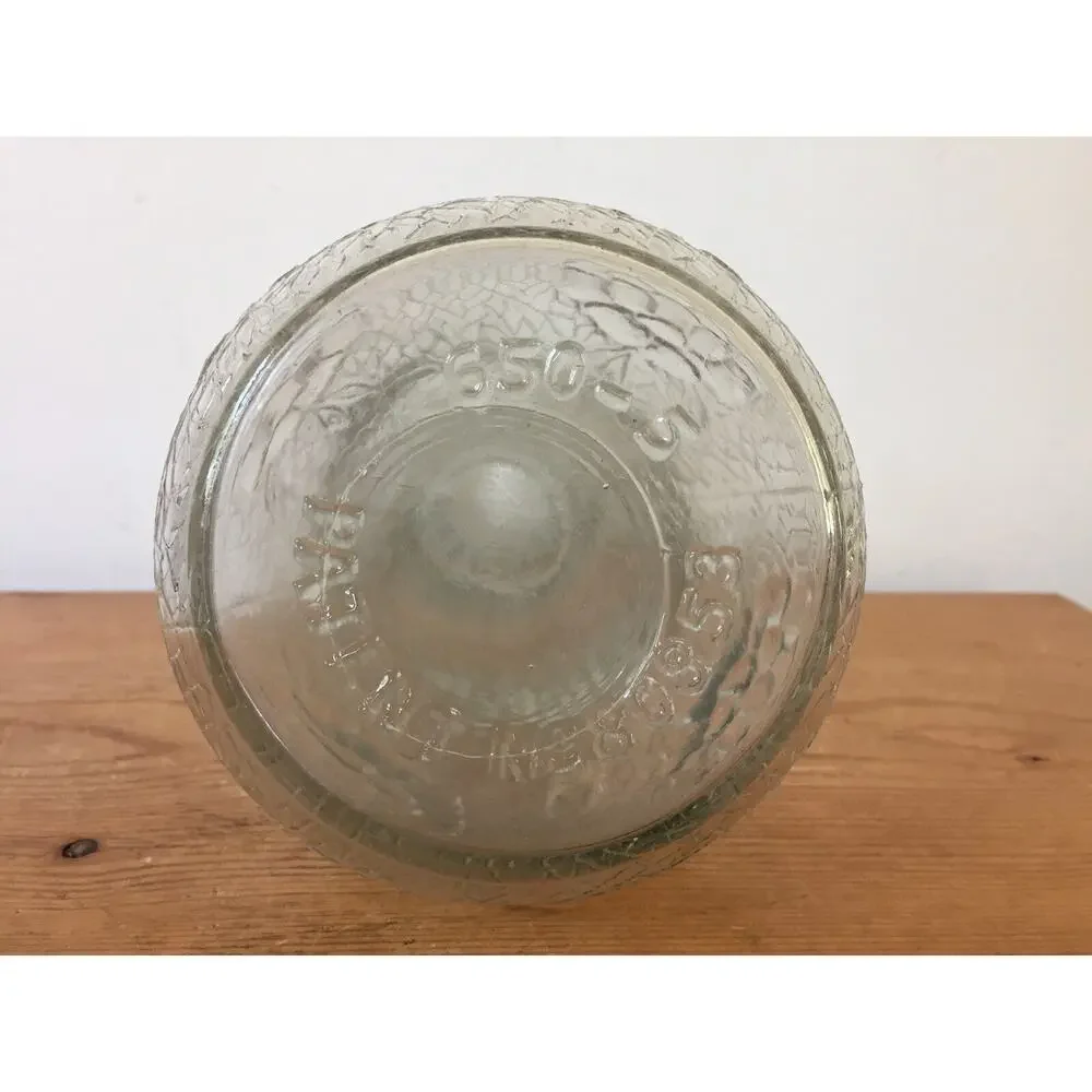 Vintage Pressed Glass Double Handle Floral Wine Decanter Bottle Candlestick 9